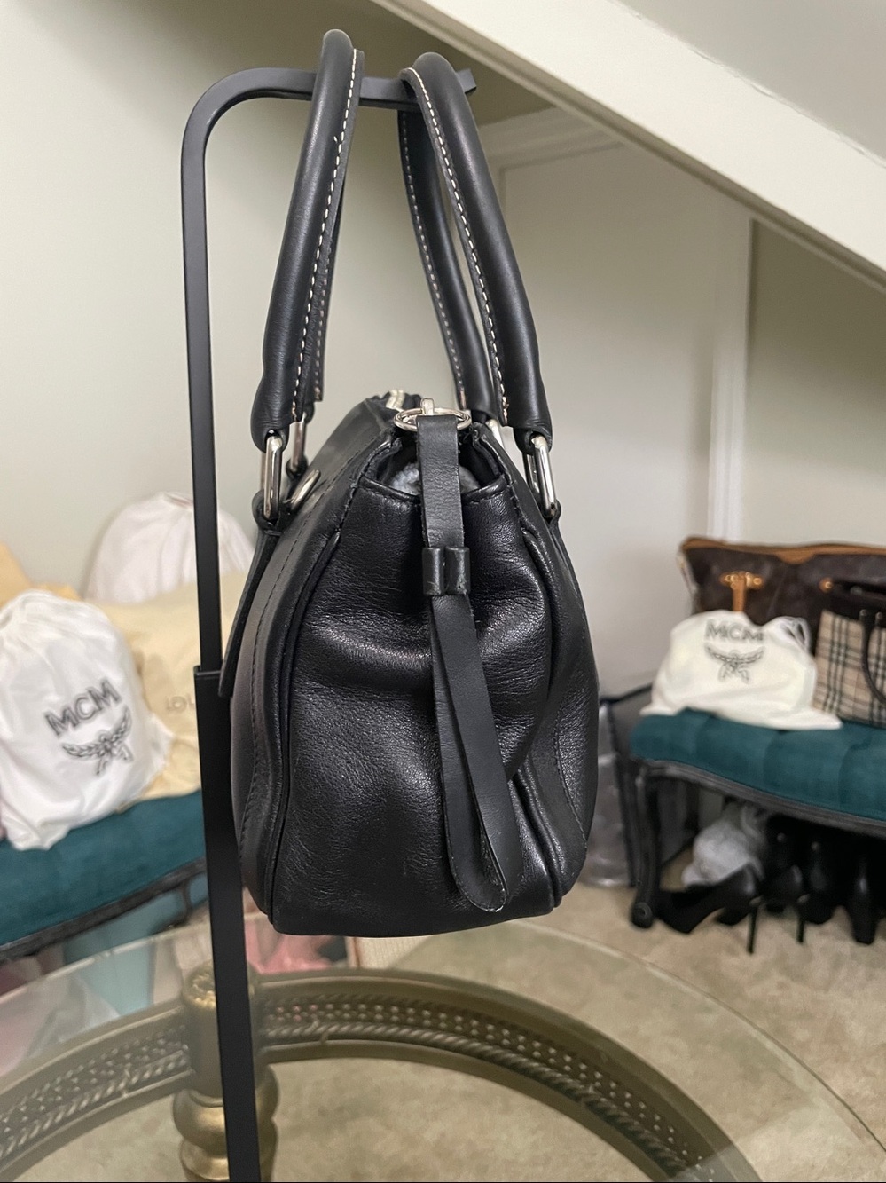 Vintage 1990s NWOT Coach Black Leather Barrel Satchel with Silver Hardware - Picture 2 of 9
